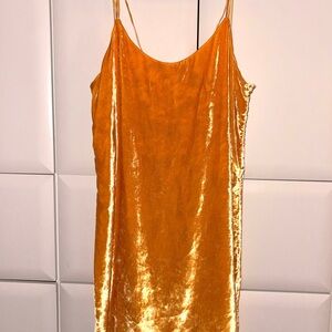 Velvet Slip Dress in Shimmering Gold